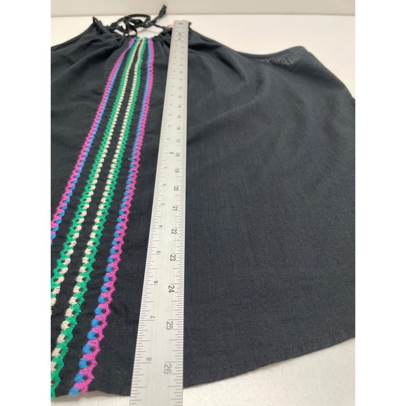 Knox Rose Black Embroidered Halter Neck Tank Top Women's Size L Boho Festival - Picture 7 of 9